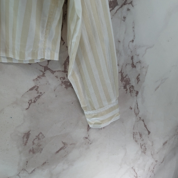 Everlane Shirt Womens Striped Button Up Silky Cotton Way Short Crop Sand - Picture 6 of 15
